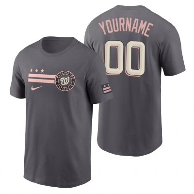 Washington Nationals Custom Men's Nike Gray 2022 City Connect Graphic TShirt